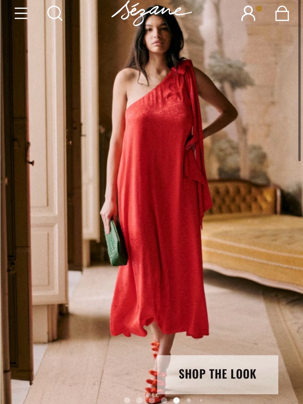 NWT Sézane Wanda red one shoulder midi dress, size 2